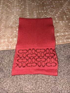 Coach pink Knit Scarf with Metallic Pattern